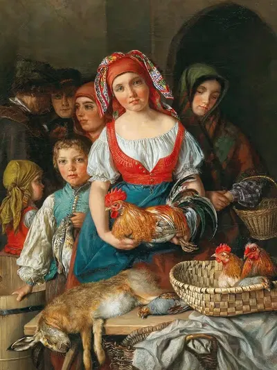 Молодой продавец на рынке by Мария Матильда Эш, 1849 — digital art print download
