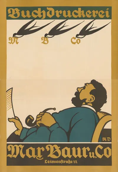 Buchdruckerei – Max Baur u. Co by Rudolf Dürrwang, 1920 — digital art print download
