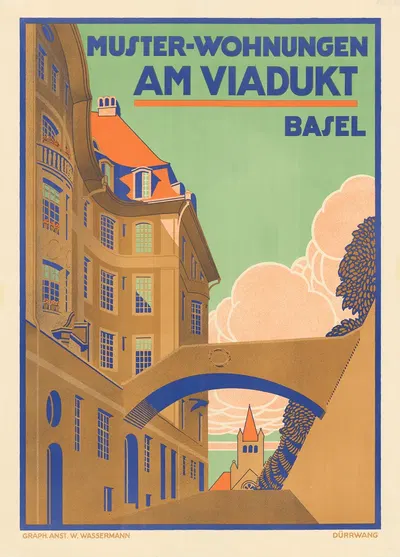 Muster-Wohnungen Am Viadukt Basel by Rudolf Dürrwang, 1912 — digital art print download