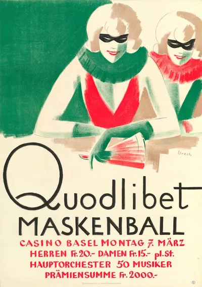 Quodlibet Maskenball – Casino Basel by Rudolf Urech, 1927 — digital art print download