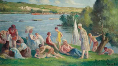 Мерикур, воскресенье на берегу Сены by Максимильен Люс, 1929 — digital art print download