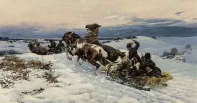 Возвращение с охоты by Богдан фон Клечиньский, 1887 — digital art print download