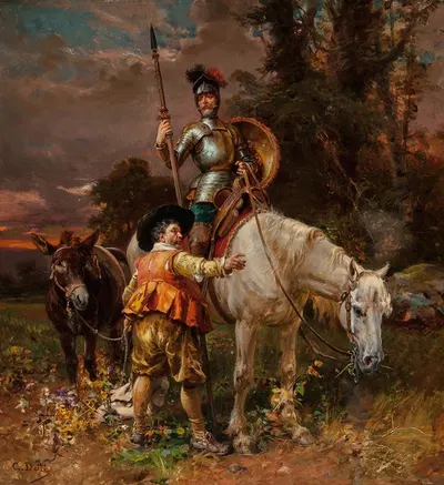 Don Quixote and Sancho Panza by Cesare Auguste Detti — digital art print download