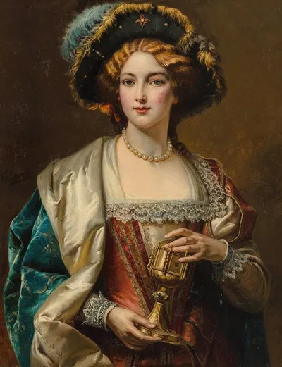 Portrait of a noblewoman by Cesare Auguste Detti — digital art print download