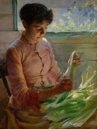 Чистка кукурузы by Чарльз Кортни Карран, 1891 — digital art print download