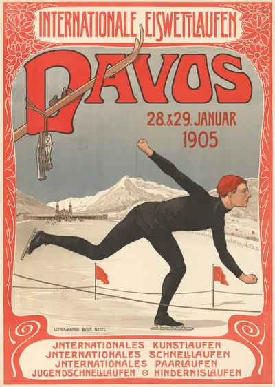 Internationale Eiswettlaufen – Davos by Walther Koch, 1905 — digital art print download