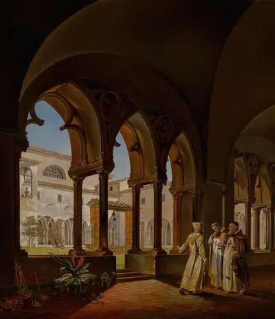 The cloister of Santa Maria del Paradiso, Viterbo by Ditlev Martens, 1850 — digital art print download