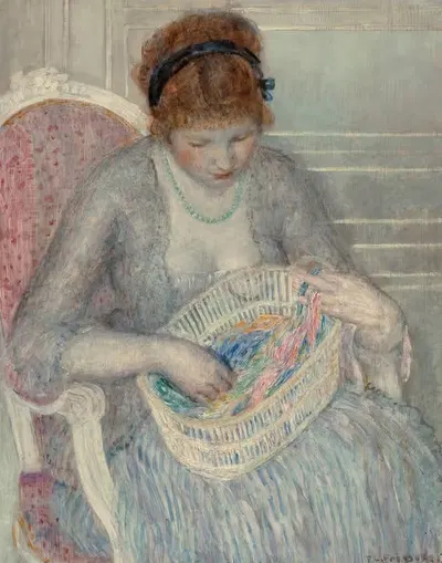 Девочка с корзиной лент by Фредерик Карл Фризеке, 1915 — digital art print download