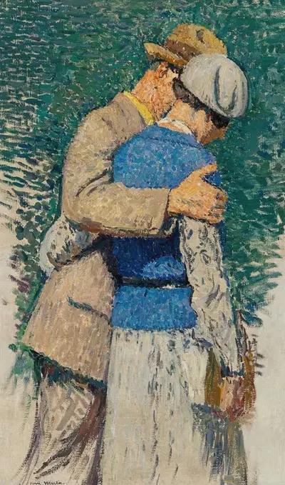 Пара, прогуливающаяся (эскиз для 'Сада Люксембург', большая декорация, мэрия 5-го округа, Париж) by Анри Мартен — digital…