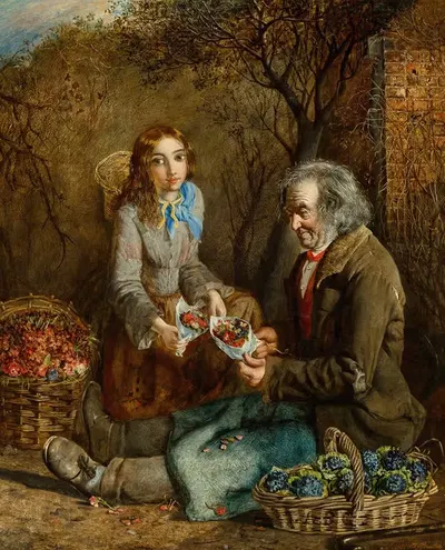 Продавец цветов и его дочь by Джон Анстер Фицджеральд — digital art print download