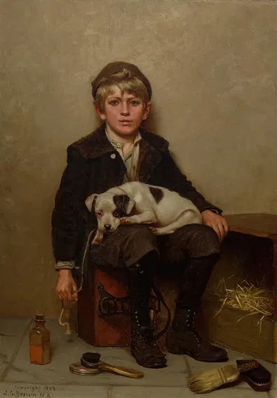 Мальчик, чистящий обувь by Джон Джордж Браун, 1903 — digital art print download