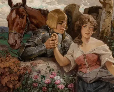 Галантный рыцарь и его дева by Рудольф Альфред Хёгер, 1910 — digital art print download