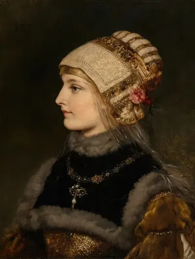 Молодая женщина в костюме эпохи Ренессанса by Вильгельм Менцлер, 1879 — digital art print download