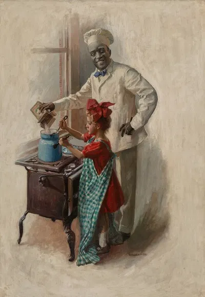 Урок кулинарии by Уильям Винсент Кэхилл, 1910 — digital art print download