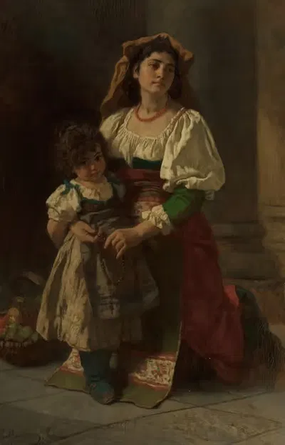 Мать и дитя by Карл Беккер, 1878 — digital art print download