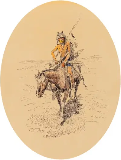 Воин Ассинибойн by Шарль Марион Рассел, 1922 — digital art print download