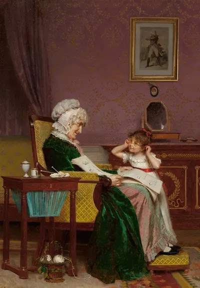 The First Lesson by Louis Emile Adan — digital art print download