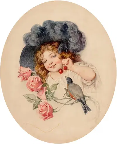 Розы и вишни by Мод Хамфри, 1912 — digital art print download