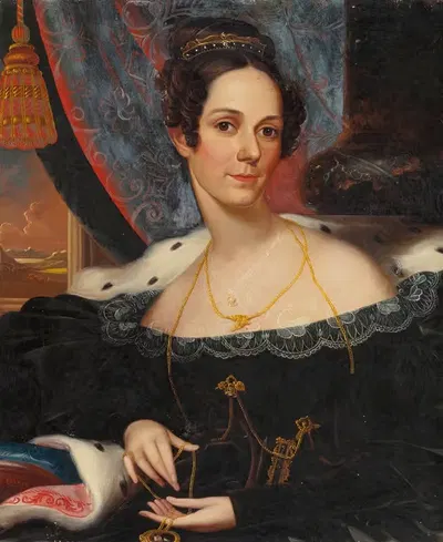 Портрет женщины с медальоном (госпожа О. П. Уортингтон) by Роберт Стрит, 1836 — digital art print download