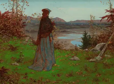 Женщина в осеннем пейзаже by Уильям Джон Хеннесси, 1868 — digital art print download