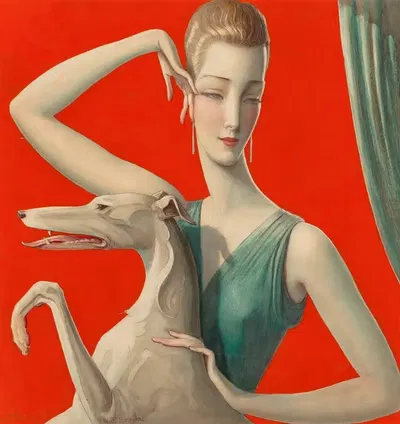 Элегантная женщина и афганец by Владислав Теодор Бенда — digital art print download