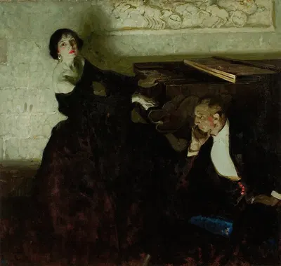 Romantic Couple Seated by Piano by Dean Cornwell, 1922 — digital art print download