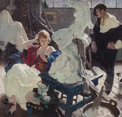 The Artist and His Model by Dean Cornwell, 1921 — digital art print download