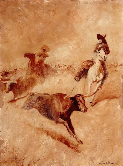 Western Scene by Edward Borein, 1905 — digital art print download