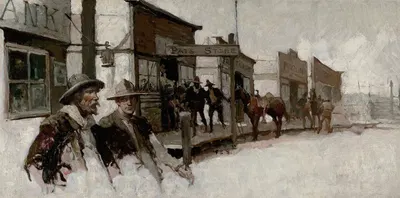 Western Street Scene by Frank Earle Schoonover, 1923 — digital art print download