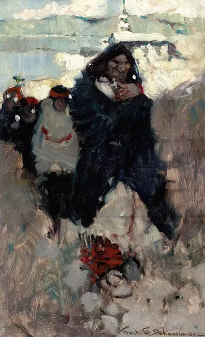 Sketch for The Funeral Procession by Frank Earle Schoonover, 1905 — digital art print download