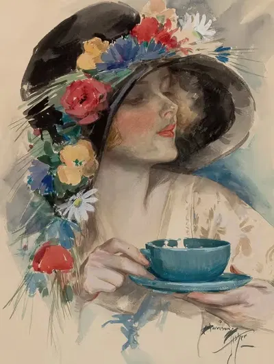 Чай во второй половине дня by Харрисон Фишер, 1925 — digital art print download
