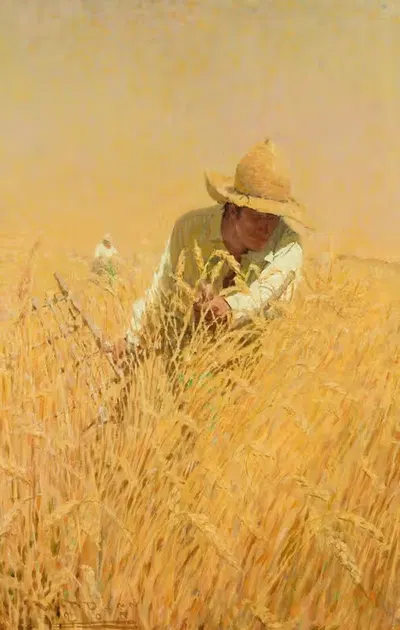 Уборка пшеницы by Харви Т. Данн, 1908 — digital art print download