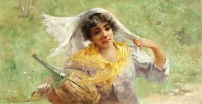 Крестьянка с бутылкой кьянти by Дж. Чарльз Артер — digital art print download