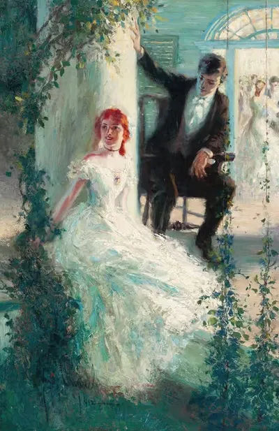 Молодая пара, ведущая непринужденный разговор by Джон Хармон Кассел, 1912 — digital art print download