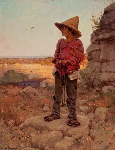 Goat Herder at the San Antonio Quarry by Julian Onderdonk, 1909 — digital art print download