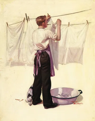 Вешание белья by Лесли Трэшер, c. 1925 — digital art print download