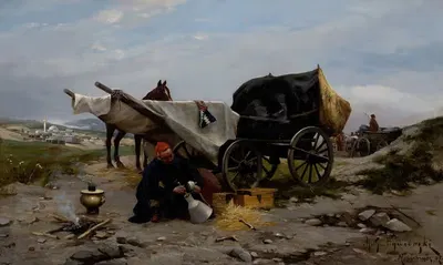 Отдых после путешествия by Михаил Гортскин Вивиорский, 1907 — digital art print download