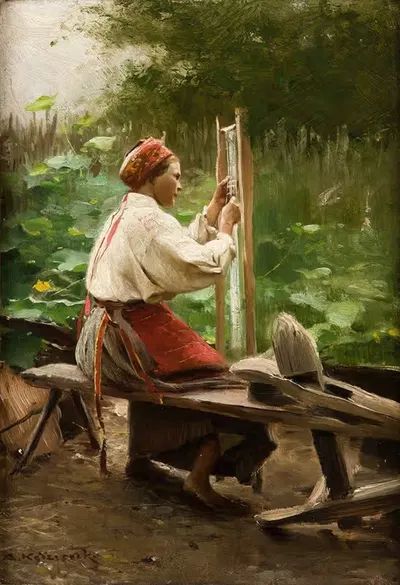 Пряха by Аполи́ний Кендзерский, 1900 — digital art print download