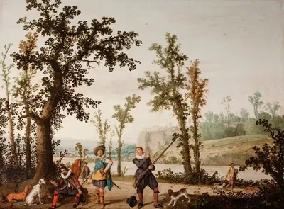 Пейзаж с охотниками by Корнелис Хендриксз. Врум, 1622-1630 — digital art print download