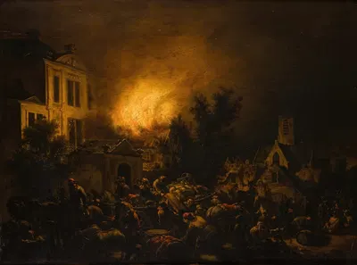 Пожар в городе by Эгберт ван дер Поэль, 1654-1664 — digital art print download