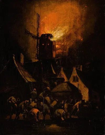 Пожар на ветряной мельнице by Эгберт ван дер Поэль, 1654-1664 — digital art print download