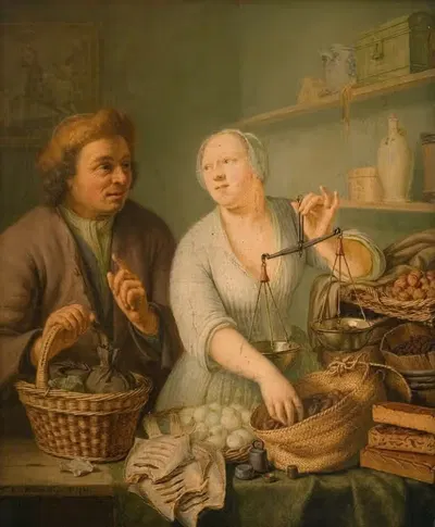 На рынке by Франс ван Мейрис Младший, 1738 — digital art print download
