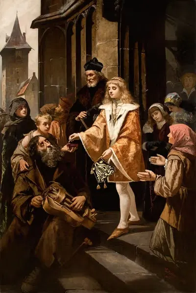 Святой Казимир раздает милостыню by Казимеж Мирецкий, 1884 — digital art print download