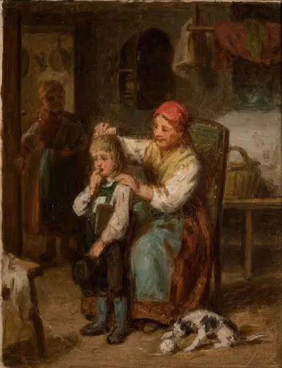 Preparation for School by Leopold Loeffler, 1856-1860 — digital art print download