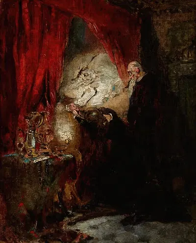 У постели умирающего by Мавриций Готлиб, 1876 — digital art print download