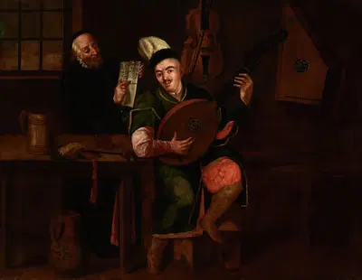 Игрок на бандуре с евреем by Михаил Стахович, 1800 — digital art print download