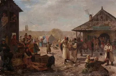 Ярмарка в маленьком городе by Северин Бещад, 1880-1890 — digital art print download