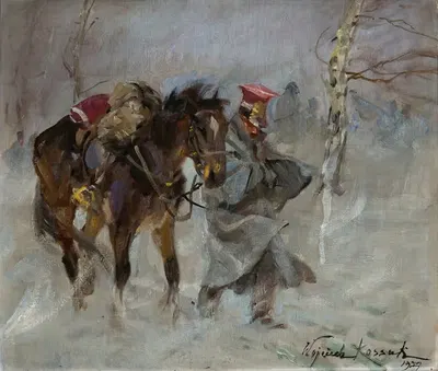 Улан, ведущий лошадь by Войцех Коссак, 1927 — digital art print download