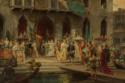 Henri III reçu par le doge Muccinigo au palais Foscari by Cesare Auguste Detti — digital art print download