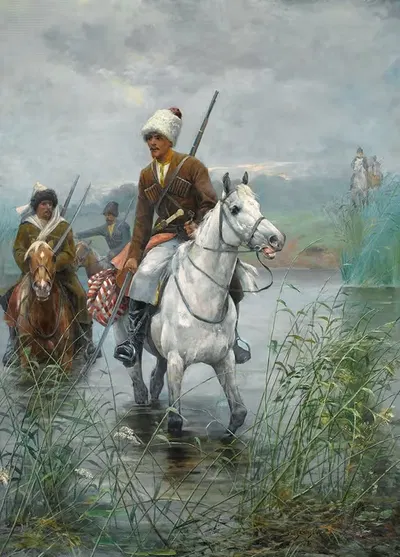 Казаки на лошадях by Дмитрий Петрович Венценостцев, 1894 — digital art print download